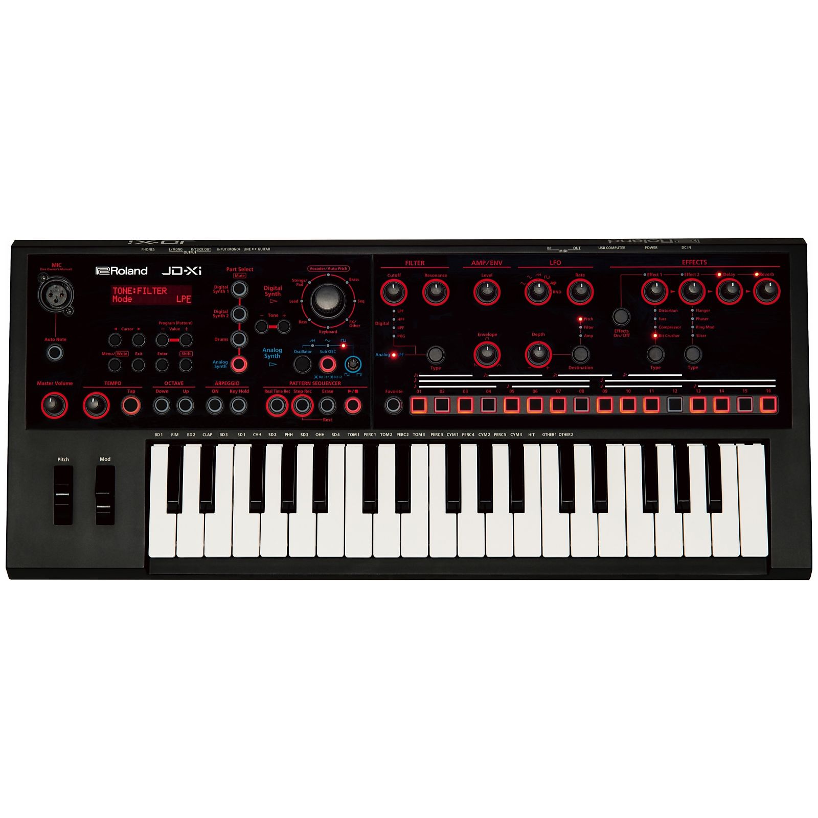 Roland JD-Xi Analog/Digital Crossover Synthesizer, 37-Key, Black