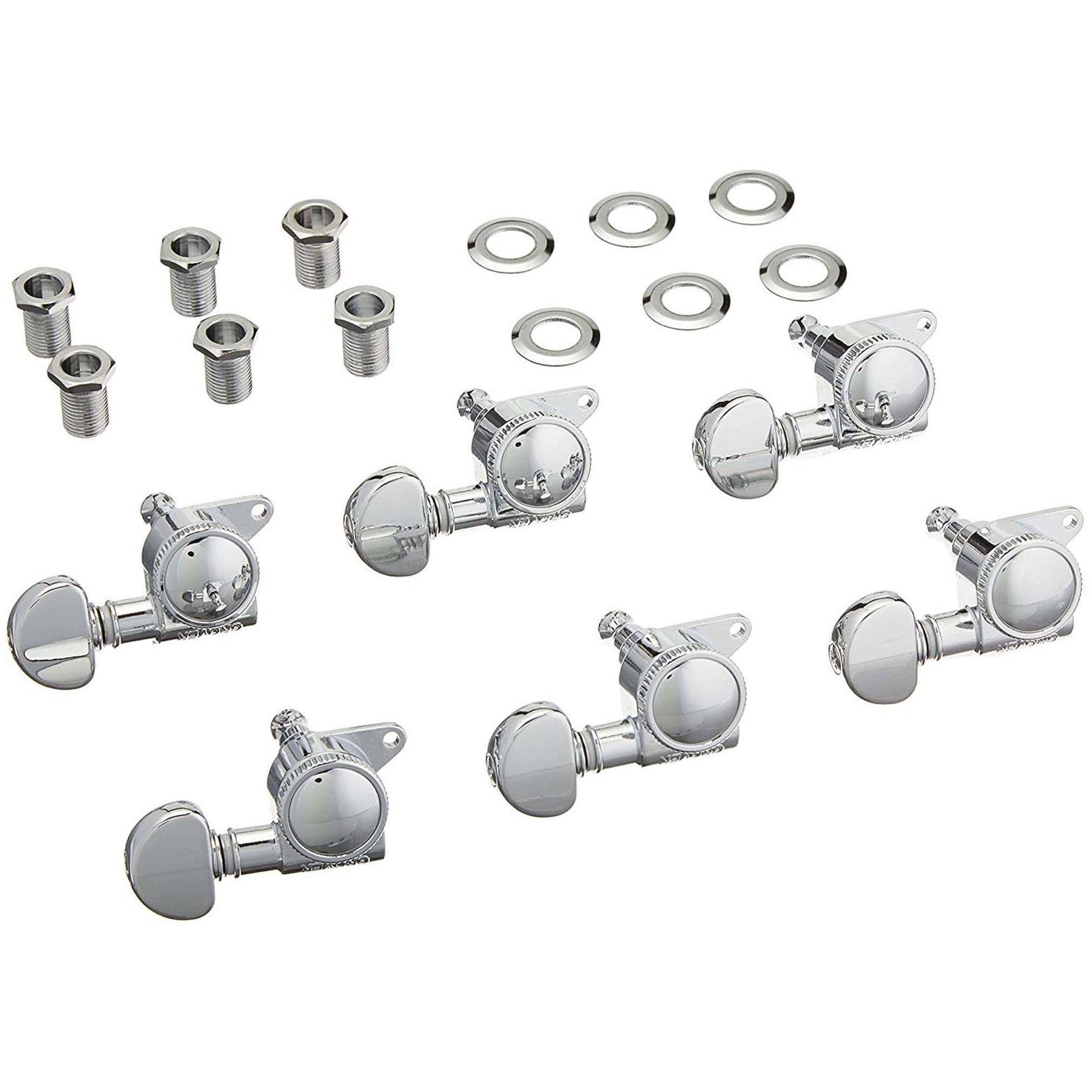 Grover 505 Series Mini Roto-Grip Locking Rotomatic Tuning Machines, Chrome, 505C6, 6 In-Line
