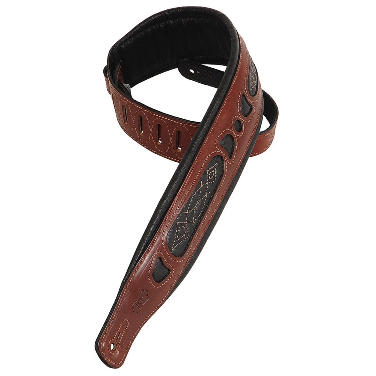 Levy's PM31 Carving Leather Guitar Strap, Walnut
